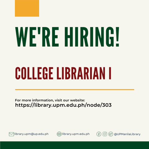 We Are Hiring: COLLEGE LIBRARIAN I | University Library